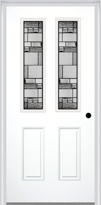 MMI 2-1/2 Lite 2 Panel 6'8" Fiberglass Smooth Metro Patina Decorative Glass Exterior Prehung Door 692